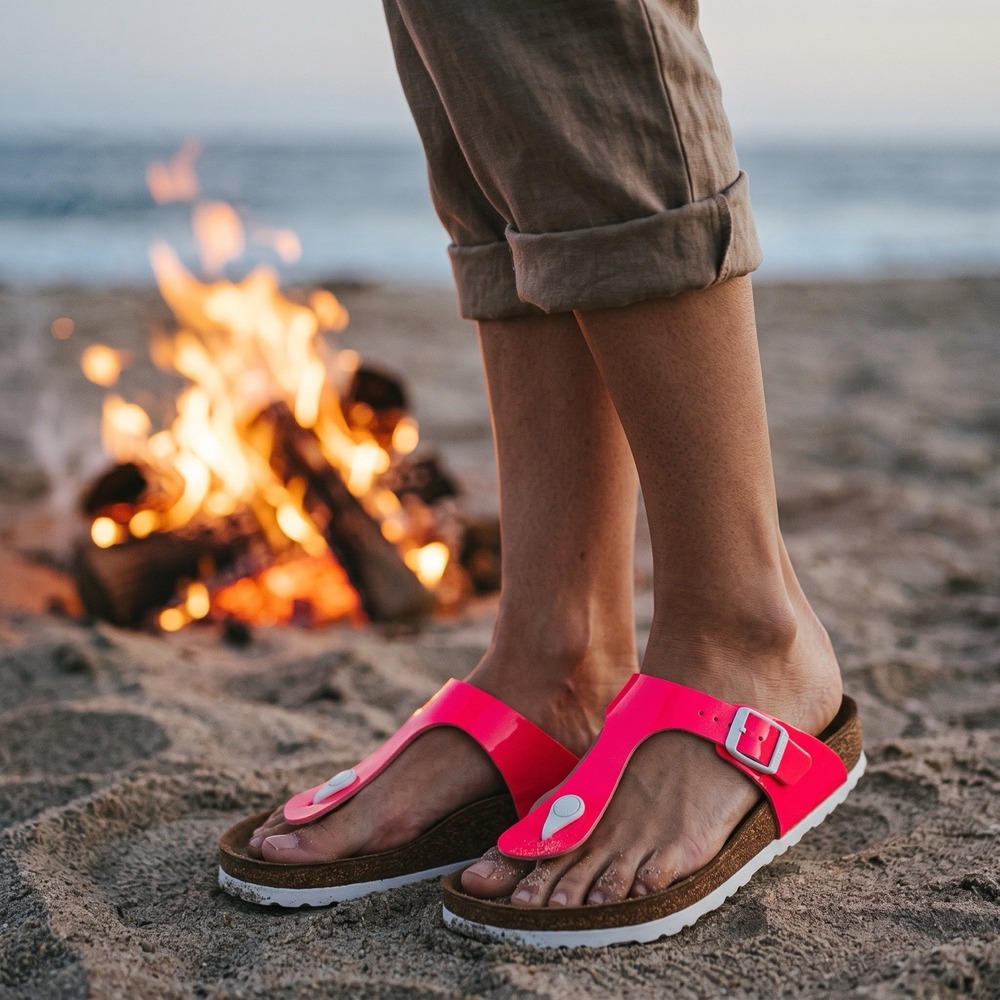 Birkenstock Gizeh Size 39 L8 M6 Hot Pink Neon Thong Sandals Germany